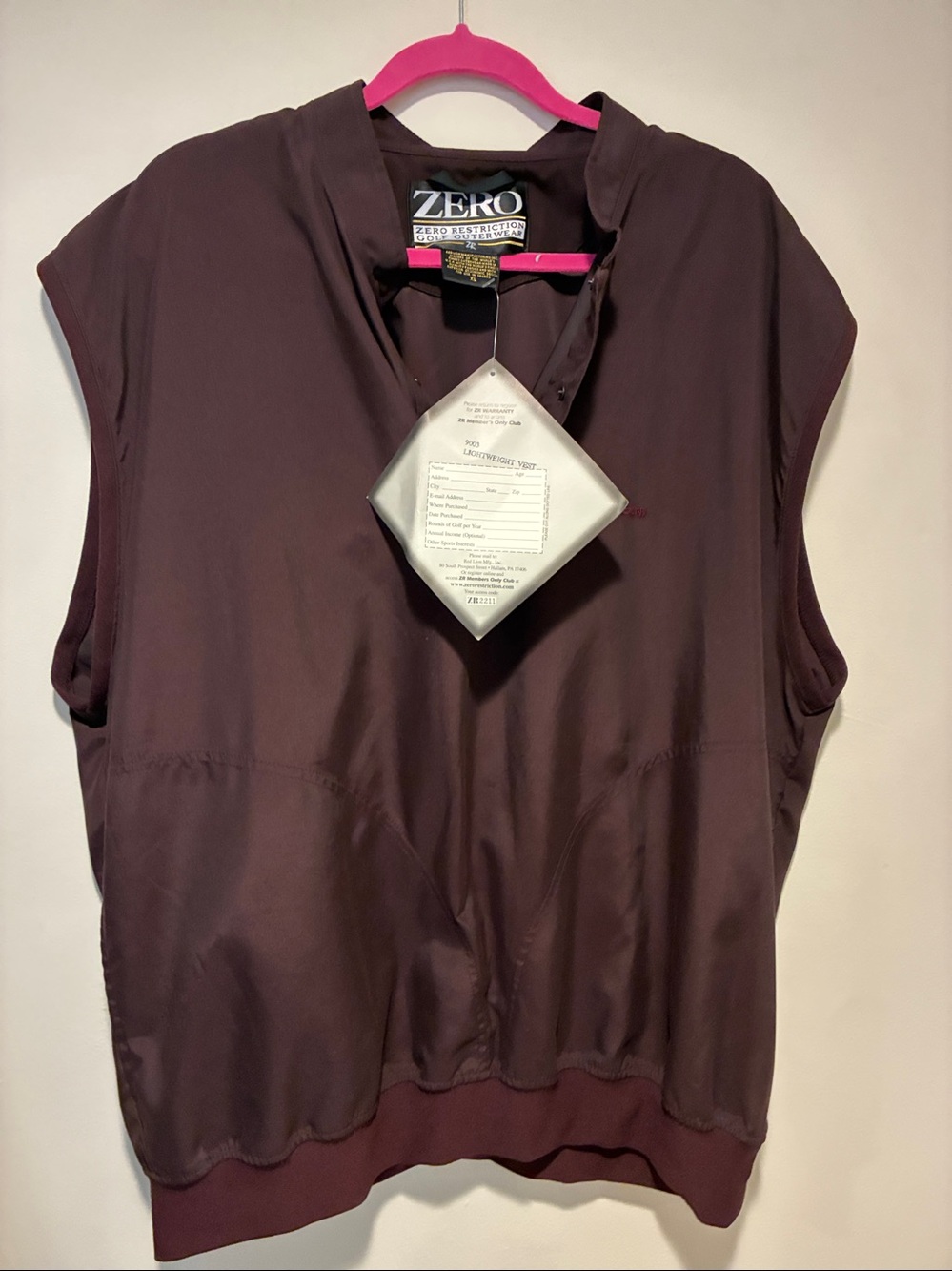 NWT Men’s Sleeveless Golf Windshirt - Brown XL USA Made